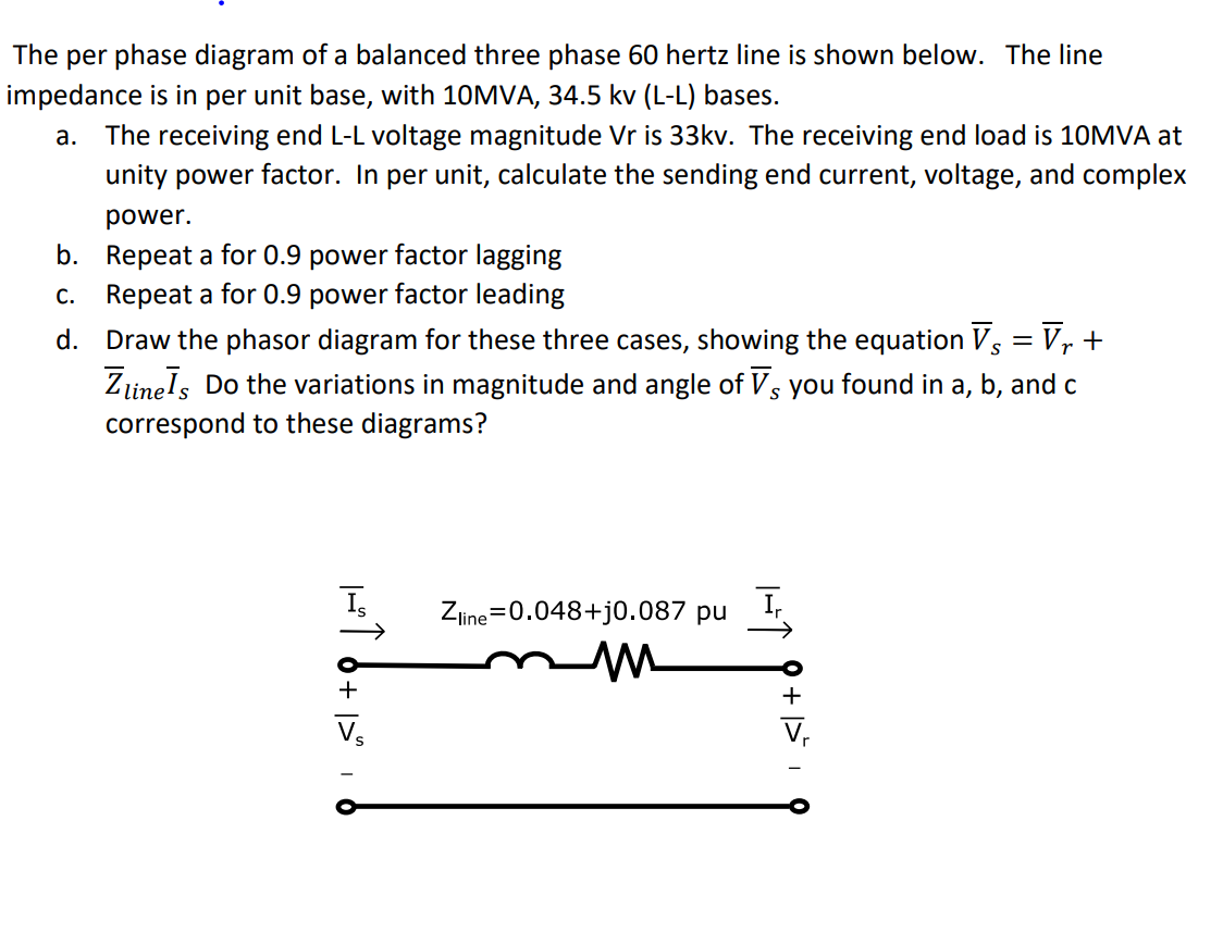 Solved The per phase diagram of a balanced three phase 60 | Chegg.com