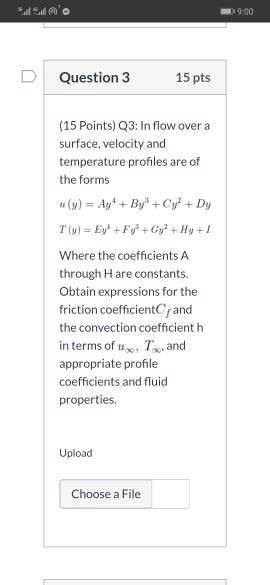 Solved 9.00 Question 3 15 pts (15 Points) Q3: In flow over a | Chegg.com