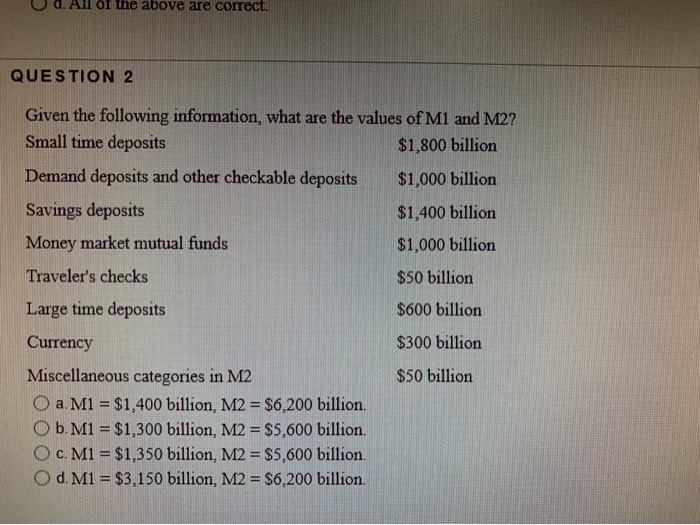Solved Ud. All of the above are correct. QUESTION 2 Given