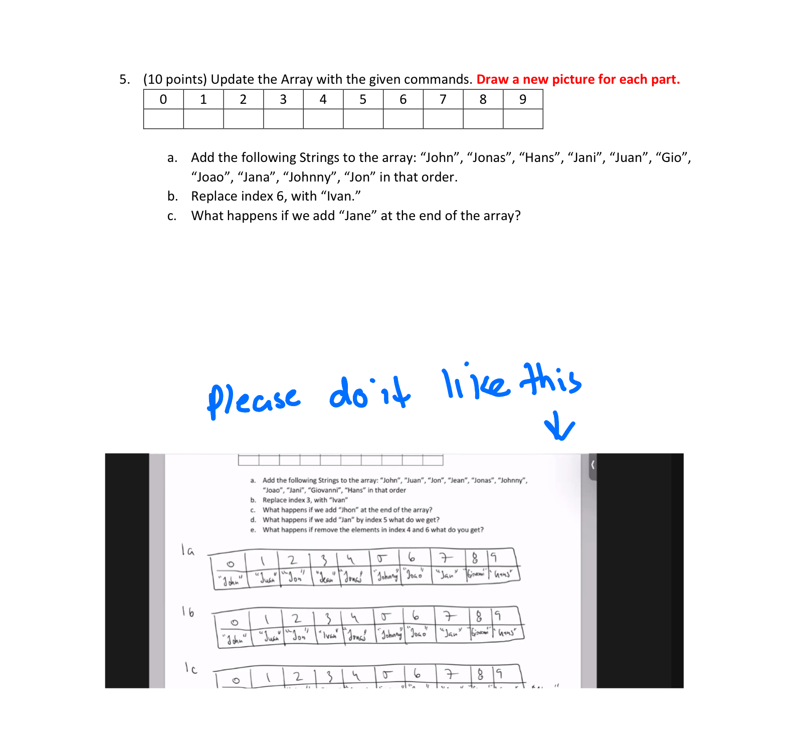 Solved (10 ﻿points) ﻿Update the Array with the given | Chegg.com