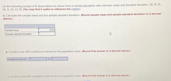 Solved Let the following sample of 8 observations be drawn | Chegg.com