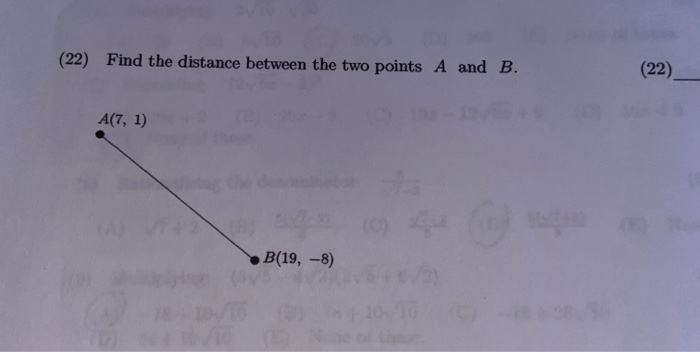 Solved (22) Find the distance between the two points A and | Chegg.com