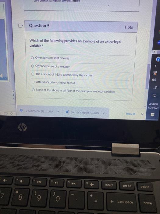 Solved Civil versus common law countries D Question 5 1 pts | Chegg.com