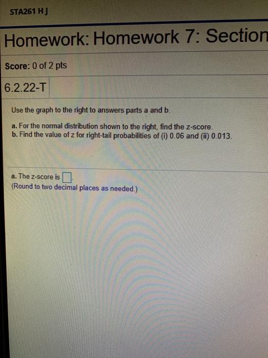 Solved STA261 H] Homework: Homework 7: Section Score: 0 of 2 | Chegg.com