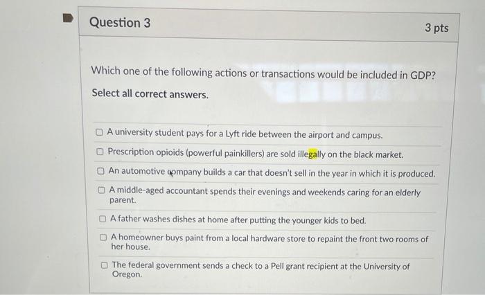 Solved Question 3 3 pts Which one of the following actions | Chegg.com