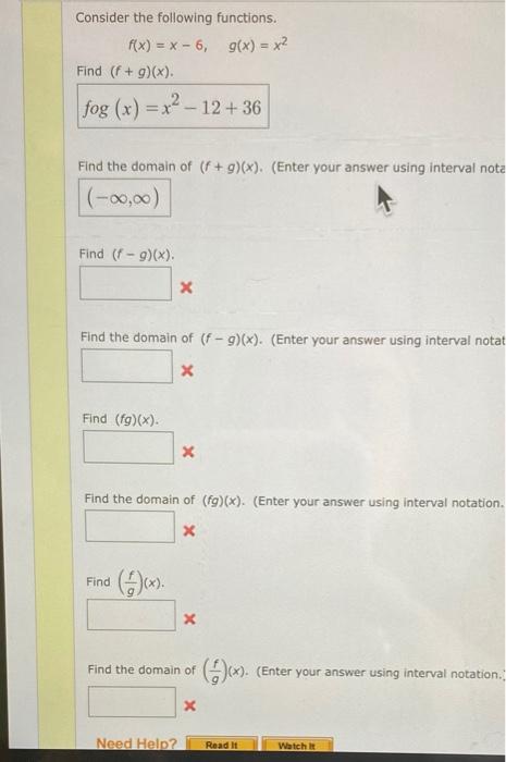 Solved Consider the following functions. f(x) = x-6, g(x) = | Chegg.com