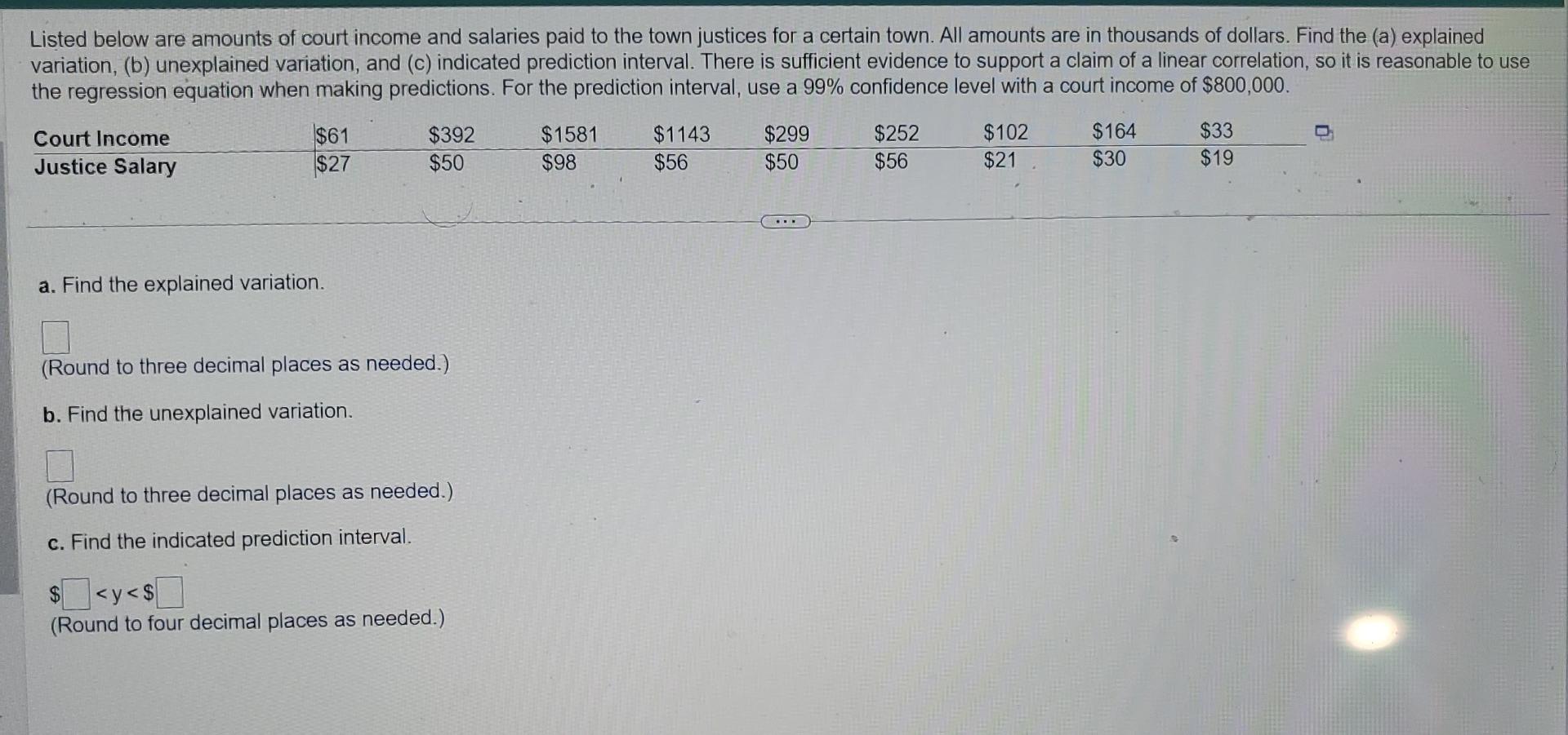 Solved Listed below are amounts of court income and salaries | Chegg.com