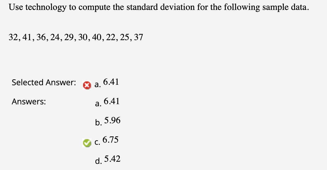 Solved Use technology to ﻿compute the standard deviation for | Chegg.com