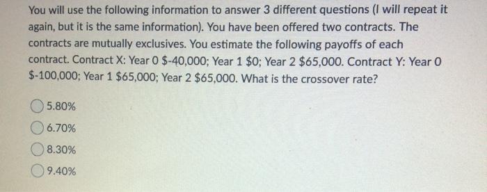 Solved You will use the following information to answer 3 | Chegg.com