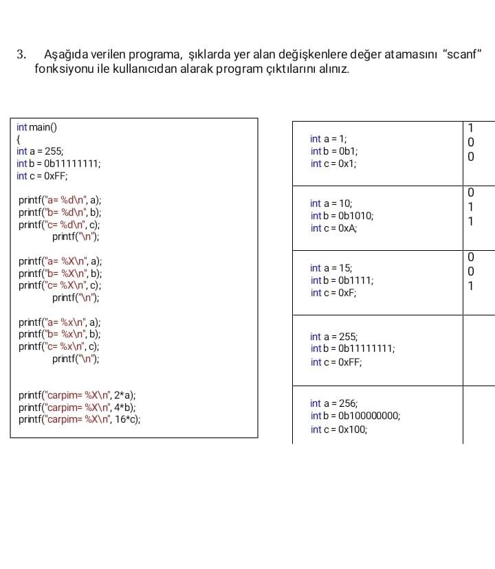 Solved 1. Aşağıda verilen işlem sonuçlarını hesaplayan | Chegg.com