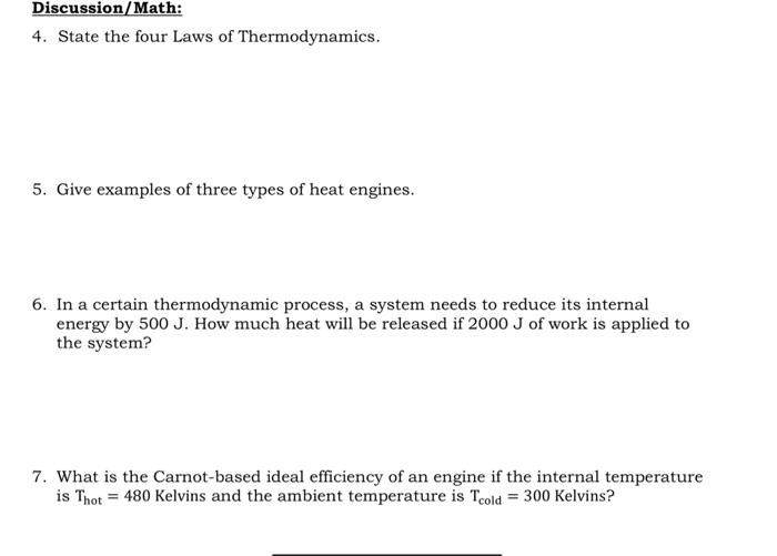 examples of thermodynamics