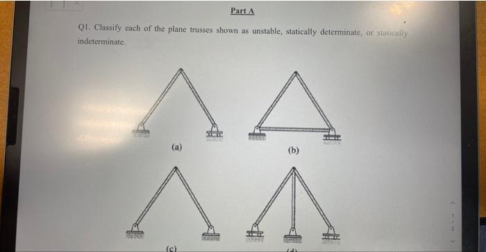 Solved Q1. Classify Each Of The Plane Trusses Shown As | Chegg.com