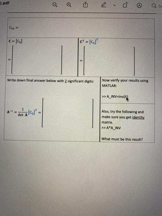 Solved 3 Inverse Of A Matrix The Inverse Of A Nonsingula Chegg Com