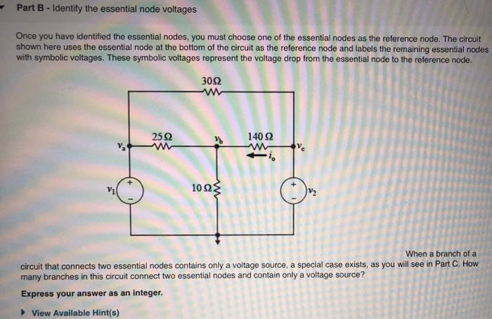 Part B - Identify The Essential Node Voltages Once | Chegg.com