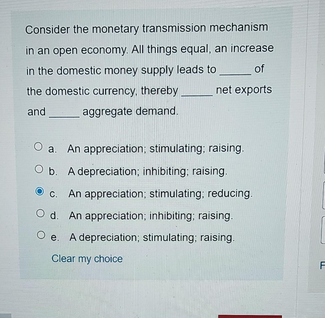 Solved Consider The Monetary Transmission Mechanism In An | Chegg.com