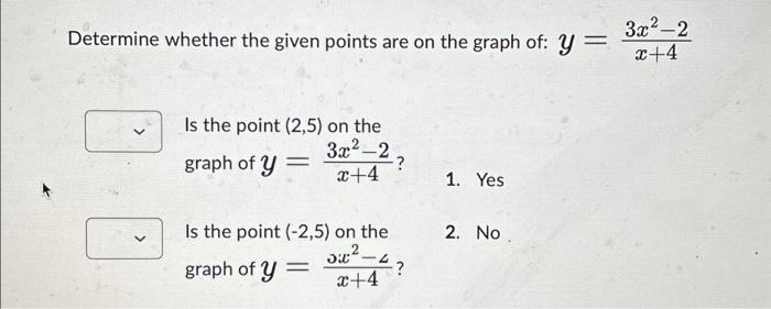 Solved Determine whether the given points are on the graph | Chegg.com