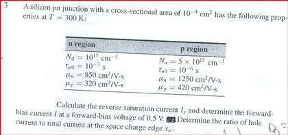 A silicon Pn junction with a cross-sectional area of | Chegg.com