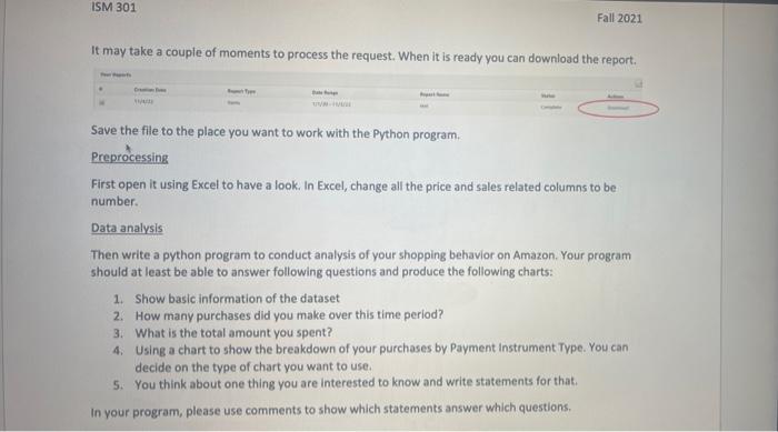 Solved This task involves analyzing a data set. The data set | Chegg.com