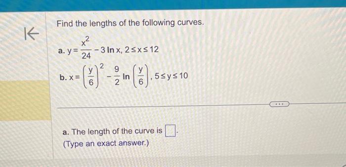 Solved Find the lengths of the following curves. a. | Chegg.com