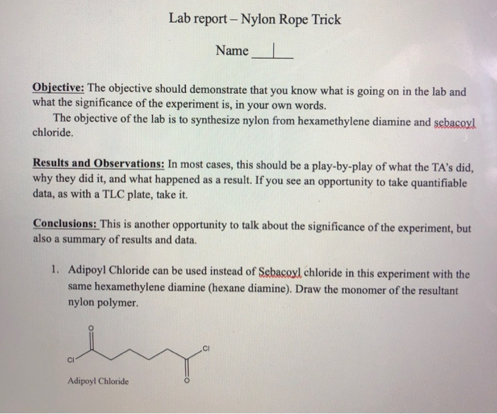 Lab report - Nylon Rope Trick Name Objective: The | Chegg.com