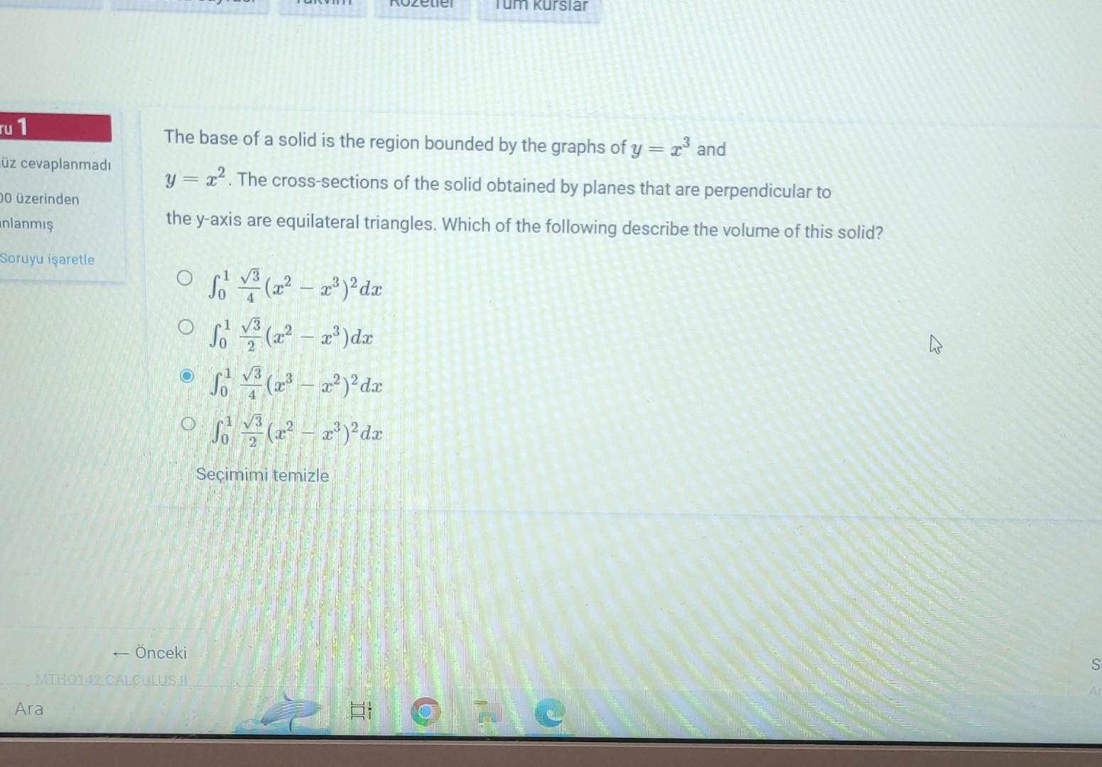 Solved The base of a solid is the region bounded by the | Chegg.com