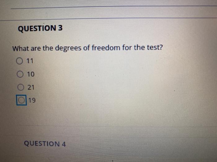 Solved QUESTION 3 What are the degrees of freedom for the | Chegg.com