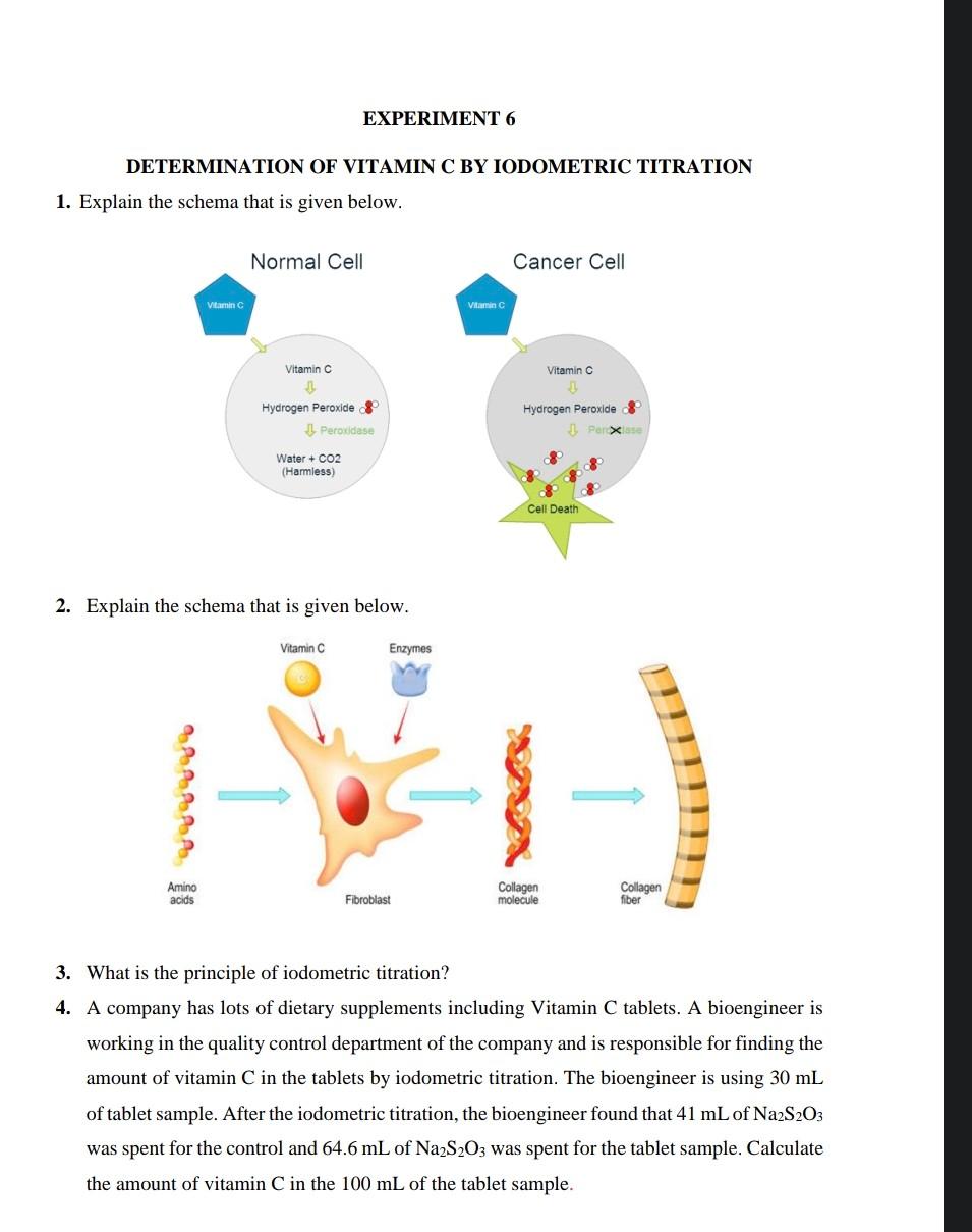 Solved DETERMINATION OF VITAMIN C BY IODOMETRIC TITRATION 1.