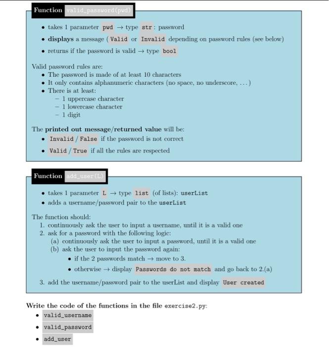 Solved Exercise 2 - Username / Password The file | Chegg.com