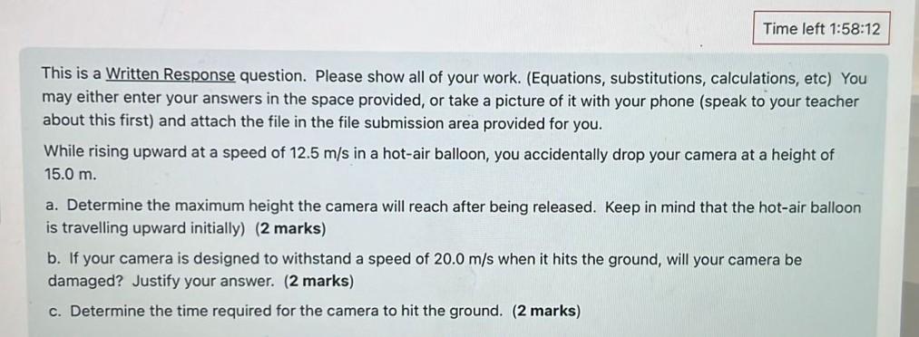 Solved This is a Written Response question. Please show all | Chegg.com