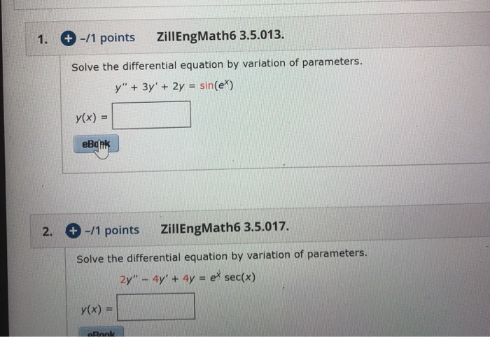 Solved 1 1 Points Zillengmath6 3 5 013 Solve The Chegg Com