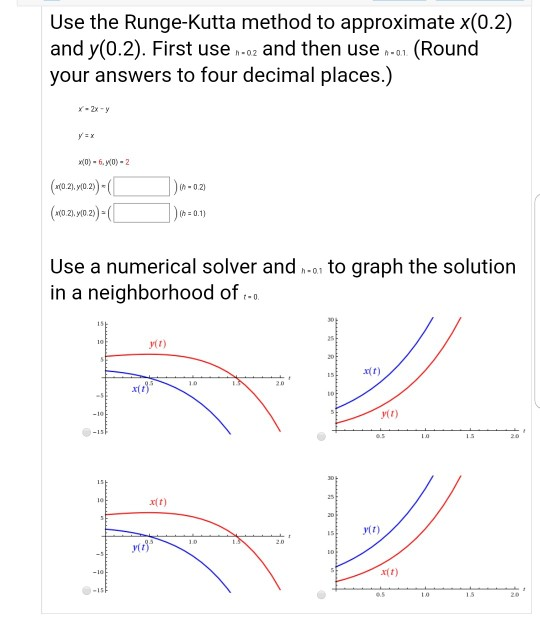 Solved Use the Runge-Kutta method to approximate x(0.2) and | Chegg.com