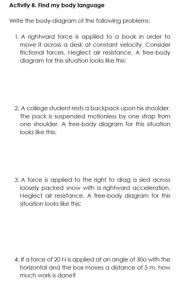 Solved Activity 8. Find my body language Write the | Chegg.com