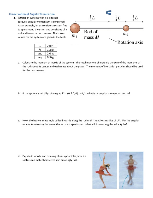 Solved m Conservation of Angular Momentum 4. (30pts) In | Chegg.com