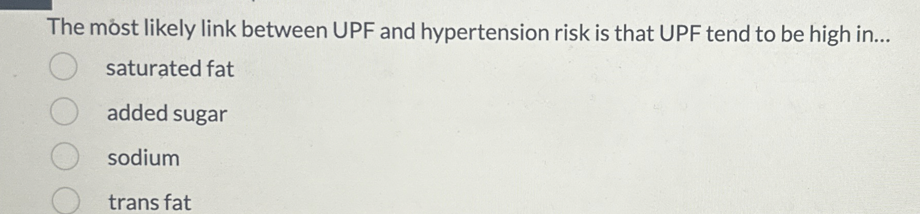 Solved The most likely link between UPF and hypertension | Chegg.com