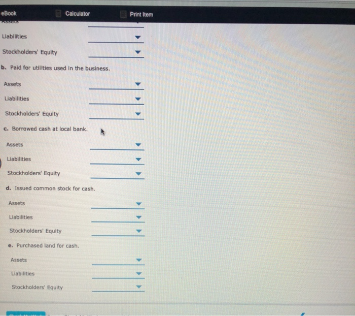 Solved Effects of Transactions on Accounting Equation Select | Chegg.com