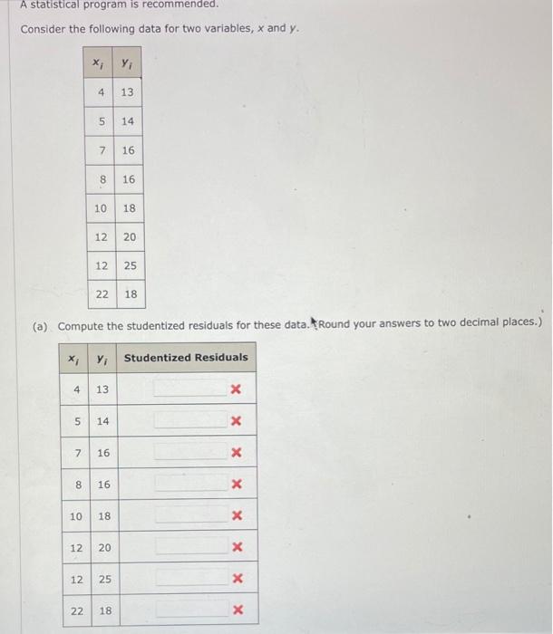 Solved A statistical program is recommended. Consider the | Chegg.com