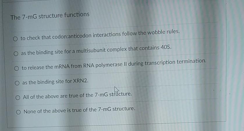 Solved The 7-mG structure functions O to check that | Chegg.com