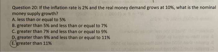 Solved Question 20 : If the inflation rate is 2% and the | Chegg.com