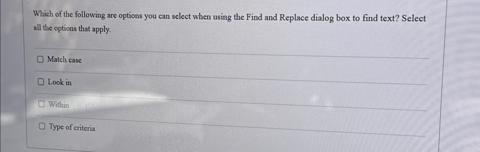 Solved Which of the following are options you can select | Chegg.com