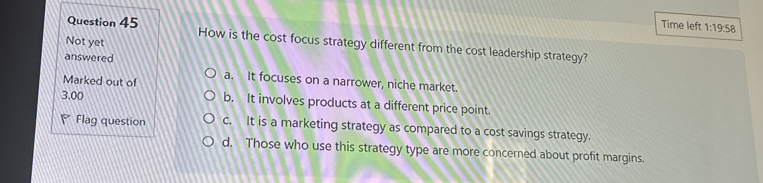 Solved Question 45Not yet answeredHow is the cost focus | Chegg.com