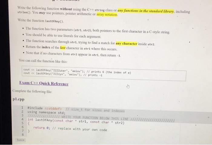 Solved Write the following function without using the CH | Chegg.com