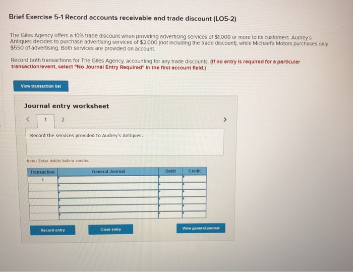 Solved Brief Exercise 51 Record accounts receivable and