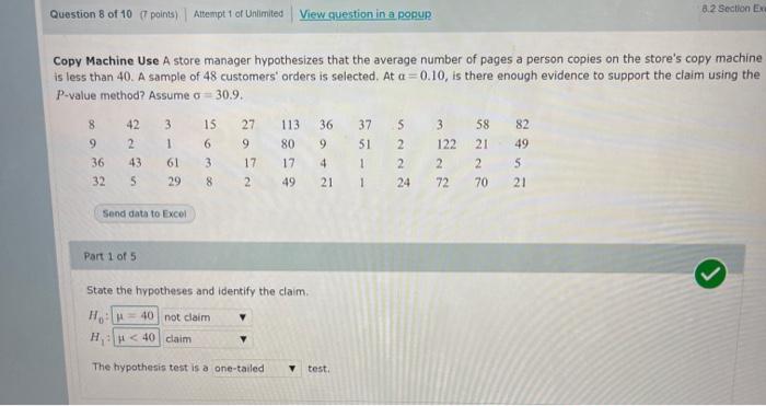 Solved 8.2 Section EN Question 8 of 10 points Attempt 1 of | Chegg.com