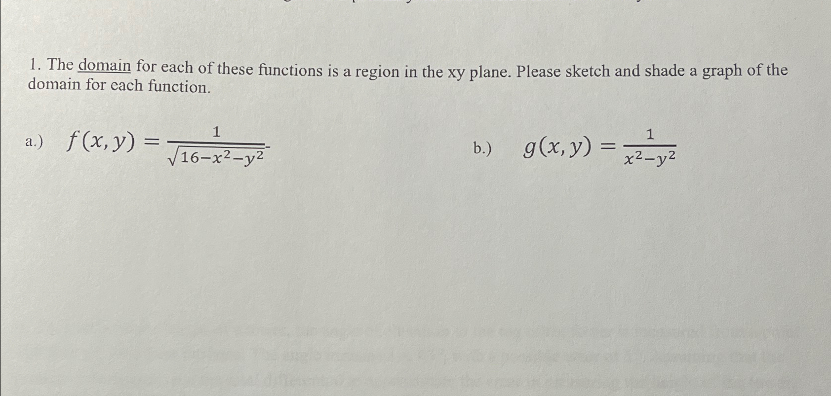 Solved The domain for each of these functions is a region in | Chegg.com