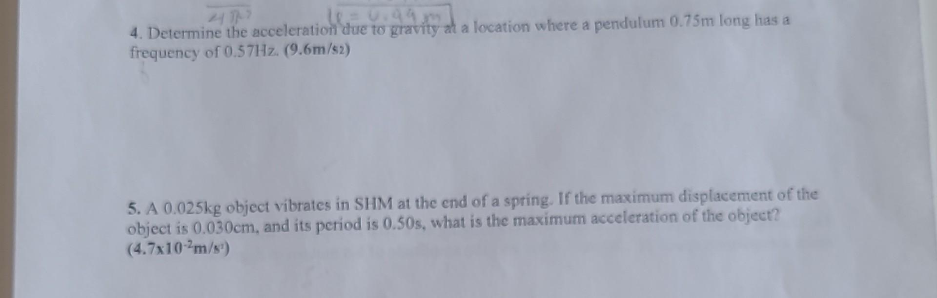 Solved 4. Determine the acceleration due to gravity at a | Chegg.com