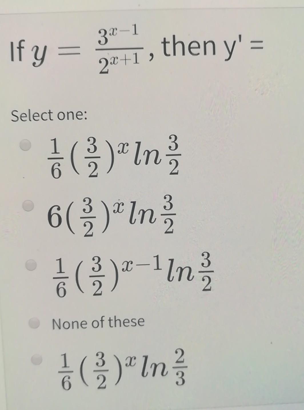 Solved 3x 1 If Y 2x 1 Then Y Select One 3 3 A In 6 Chegg Com