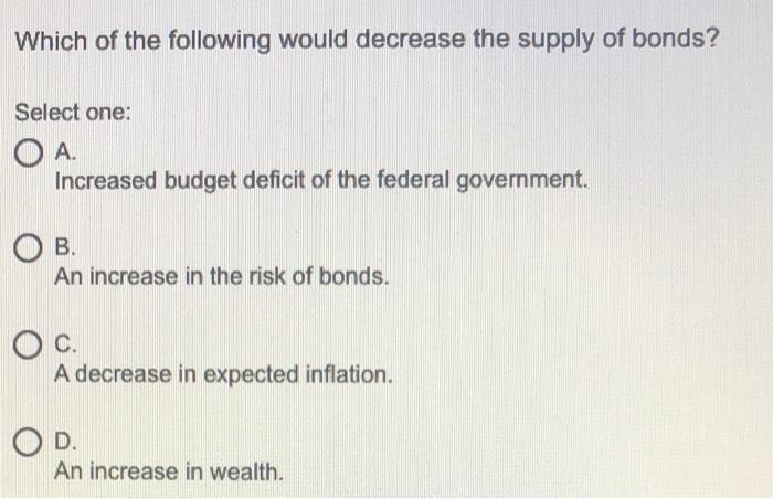 Solved Which of the following would decrease the supply of | Chegg.com