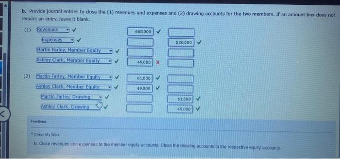 Solved b. Provide journal entries to close the (1) revenues 