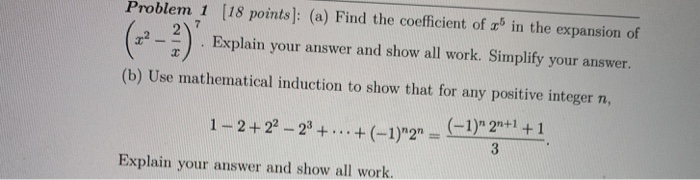 Solved Problem 1 (18 points]: (a) Find the coefficient of a | Chegg.com