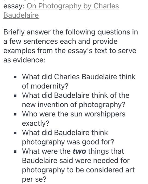 baudelaire essay on photography